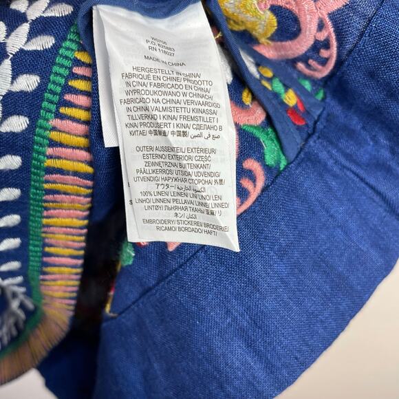 Boden Dakota Blue Linen Embroidered Long Sleeve Dress Artsy Boho Womens 4P 4 New - Picture 15 of 17